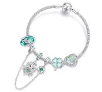 ZUOHUI Abalorios de plata de ley 925 para mujer con diseño de elfo de la suerte del bosque, girasol y trébol de cuatro hojas, ideales para pulseras Pandora y para crear joyas DIY.(19CM-set)
