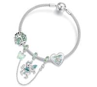 ZUOHUI Abalorios de plata de ley 925 para mujer, serie Elfo Verde con temática del bosque, para pulsera Pandora, Árbol de la Vida, regalo para crear joyas DIY(17CM-set)