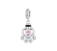 ZUOHUI Abalorios de plata de ley 925 para pulseras Pandora, colgante con forma de corazón rosa y circonita cúbica, ideal para guardar de mascotas o como recuerdo conmemorativo(Engraving available)