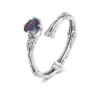 ZUOHUI Anillo ajustable de mano de esqueleto con corazón para Halloween, plata de ley S925. Joyería gótica con mensaje de amor para mujer. Anillo apilable de romance oscuro para uso diario.