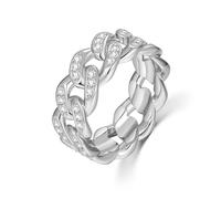 ZUOHUI Anillo de cadena con estrella de ensueño - Plata de ley 925, moissanita de 2 quilates, corte de ocho corazones y ocho flechas - Diseño unisex for alianzas de boda, anillos apilables y regalos d