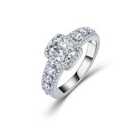 ZUOHUI Anillo de Compromiso de moissanita de Corte Radiante de Plata de Ley S925 for Mujer, Alianza de Boda, Anillo apilable(Silver,9)