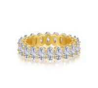 ZUOHUI Anillo de eternidad apilable Unisex de Plata de Ley 925 con circonita cúbica 5A de Corte Ovalado(Gold,9)