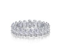 ZUOHUI Anillo de eternidad apilable Unisex de Plata de Ley 925 con circonita cúbica 5A de Corte Ovalado(Silver,6)