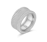 ZUOHUI Anillo de moissanita con destellos de cielo estrellado for hombre y mujer - Alianza unisex de plata de ley, anillo de aniversario y apilable, color DE, tallas 7-12 (oro blanco/tono dorado)(Silv