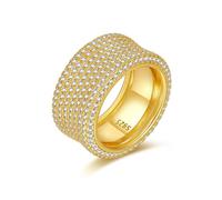 ZUOHUI Anillo de moissanita con destellos de cielo estrellado for hombre y mujer - Alianza unisex de plata de ley, anillo de aniversario y apilable, color DE, tallas 7-12 (oro blanco/tono dorado)(Gold