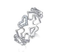 ZUOHUI Anillo de moissanita con Forma de corazón de Plata de Ley S925 for Mujer, Banda apilable con Borde Trenzado, Anillo de Promesa romántico for Uso Diario de Aniversario