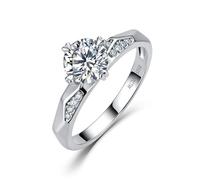 ZUOHUI Anillo de moissanita de Plata de Ley S925, Anillo de Compromiso apilable con Punta de corazón de 1 quilate for Mujer US 5-9(Silver,6)