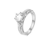 ZUOHUI Anillo de moissanita de Plata esterlina S925 for Mujer, Banda apilable de 6 Puntas, Regalo de Lujo for Compromiso, Boda, Aniversario y San Valentín.(Silver Moissanite,9)