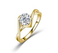 ZUOHUI Anillo de moissanita de Plata S925, Anillos apilables con Banda de corazón retorcido for Mujer, Anillo de Compromiso con Solitario, Anillo de Promesa(Gold,7)