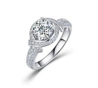 ZUOHUI Anillo de moissanita de Plata S925, Anillos apilables de Solitario de Compromiso con pavé Completo de Brazo retorcido de 1,9 Quilates for Mujer(Silver,7)