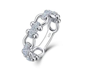 ZUOHUI Anillo de moissanita de Plata S925, diseño de Nariz de Cerdo Hueca for el Trabajo y la Noche, Piedras de 0,2 CTW 6A, 8,5 mm de Ancho, Banda apilable for Mujer(Silver,8)