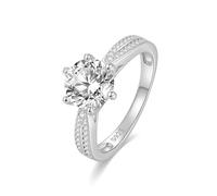 ZUOHUI Anillo de moissanita de seis puntas de 1CT/2CT/3CT en plata de ley S925. Alianza unisex for hombre y mujer, ideal for compromisos, aniversarios y ocasiones especiales.(2CT Platinum,9)