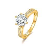 ZUOHUI Anillo de moissanita de seis puntas de 1CT/2CT/3CT en plata de ley S925. Alianza unisex for hombre y mujer, ideal for compromisos, aniversarios y ocasiones especiales.(1CT Gold,8)