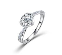 ZUOHUI Anillo de Plata de Ley S925 de Moissanite for Mujer, Conjunto de Bisel, Banda de Media eternidad, apilable, Compromiso, Aniversario de Boda(Silver,6)