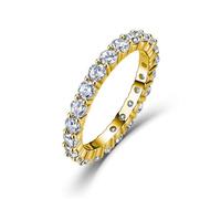 ZUOHUI Anillo de Plata Ley S925 con moissanita eternidad Completa for Mujer, Banda apilable 2 Quilates, Boda círculo Completo Aniversario, Oficina Diaria(Gold,6)