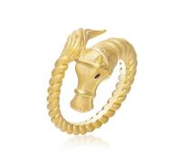 ZUOHUI Anillo del Zodiaco del Caballo Ajustable de Plata de Ley S925 for Mujer - Nueva Banda Abierta Vintage cepillada de Estilo Chino, Regalo de apilamiento for viajeros de Moda