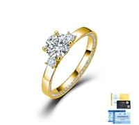 ZUOHUI Anillo Tres Piedras Moissanita 1.6ct 925 Plata for Mujeres | Redondo VVS1 hipoalergénico Cumpleaños aniversario San Valentín Navidad sin níquel caja regalo con certificado GRA