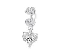 ZUOHUI Charm brillante de corazón de plata de ley S925 for hacer joyas, pulseras y collares - 1,9 x 0,7 cm, regalo for mujer (cumpleaños/Día de la Madre)