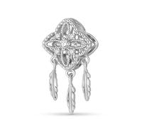 ZUOHUI Charm de atrapasueños de trébol en plata de ley 925. Diseño hueco de cuatro hojas for hacer joyas, pulseras Pandora y regalos for mujeres (madre, hermana, hija).