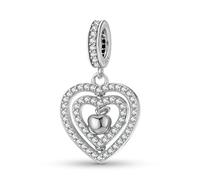 ZUOHUI Charm de corazón de manzana en plata de ley S925 con detalle de diamante - Abalorio for hacer joyas, regalo for mujer, esposa, madre - Compatible con pulseras Pandora