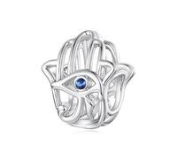 ZUOHUI Charm de la Mano de Fátima de cobre chapado en platino | Fabricación de joyas de bricolaje, compatible con pulsera europea (4,5 mm) | Regalo de la suerte for ella