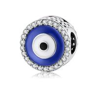 ZUOHUI Charm de ojo malvado de plata de ley S925 con circonita azul | Compatible con pulseras Pandora | Joya DIY y regalo de protección for mujer y hermana (1,0 cm)(PC0220)
