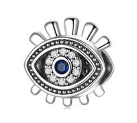ZUOHUI Charm de ojo malvado de plata de ley S925 con circonita azul | Compatible con pulseras Pandora | Joya DIY y regalo de protección for mujer y hermana (1,0 cm)(PC0293)
