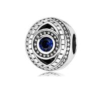 ZUOHUI Charm de ojo malvado de plata de ley S925 con circonita azul | Compatible con pulseras Pandora | Joya DIY y regalo de protección for mujer y hermana (1,0 cm)(PC0029)