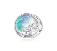 ZUOHUI Charm de playa con estrella de mar de cobre chapado en platino para pulseras Pandora, para la creación de joyas DIY para mujer, cuenta de resina con diseño de olas del mar de verano