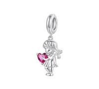 ZUOHUI Charm DIY de plata de ley S925, colgante de corazón for niño y niña for regalos del día de la madre, pulsera/collar for mujer, compatible con Pandora y Troll(BSC1250)