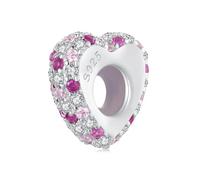 ZUOHUI Charms de corazón de 1,2 cm de plata de ley 925 con diamantes for pulseras Pandora. Fabricación de joyas DIY. Regalos for mujeres, hermanas y madres (cumpleaños y San Valentín).
