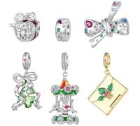 ZUOHUI Cobre Chapado Fiesta Árbol Ciervo Charm for Pandora | Compatible con Troll Biagi Chamilia esmalte árbol ciervo manzana DIY regalo Cumpleaños San Valentín Navidad Colgante