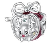ZUOHUI Cobre Chapado Fiesta Árbol Ciervo Charm for Pandora | Compatible con Troll Biagi Chamilia esmalte árbol ciervo manzana DIY regalo Cumpleaños San Valentín Navidad Colgante