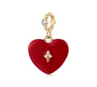 ZUOHUI Colgante de corazón de plata de ley 925 con diseño de estrella - Cuenta para crear pulseras, accesorio de joyería ideal para regalar en cumpleaños.(SCC3281-RD)