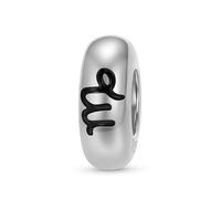 ZUOHUI Colgante de cuentas espaciadoras de goma con líneas negras y 12 constelaciones en plata de ley 925 for mujer, compatible con pulseras Pandora.(Virgo)