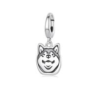 ZUOHUI Colgante de perro Border Collie de plata de ley S925 for pulsera Pandora. Ideal for crear joyas con animales. Regalo for mujer, hermana, madre o cumpleaños.(Shiba Inu SCC3218)