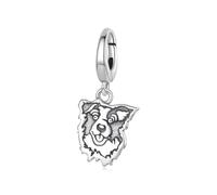 ZUOHUI Colgante de perro Border Collie de plata de ley S925 for pulsera Pandora. Ideal for crear joyas con animales. Regalo for mujer, hermana, madre o cumpleaños.(Border Collie SCC3214)