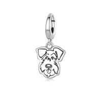 ZUOHUI Colgante de perro Border Collie de plata de ley S925 for pulsera Pandora. Ideal for crear joyas con animales. Regalo for mujer, hermana, madre o cumpleaños.(Schnauzer SCC3217)