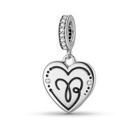 ZUOHUI Colgante de plata de ley 925 con forma de corazón y 12 constelaciones for pulsera Pandora.(Aries)
