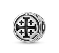 ZUOHUI Colgante de plata de ley 925 con forma de cruz de Jerusalén for pulsera Pandora.