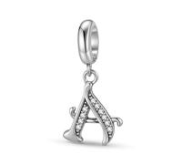 ZUOHUI Colgante de plata de ley 925 estilo retro con el número 26 y circonitas cúbicas for pulsera Pandora.(A)