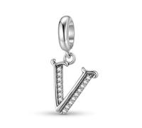 ZUOHUI Colgante de plata de ley 925 estilo retro con el número 26 y circonitas cúbicas for pulsera Pandora.(V)