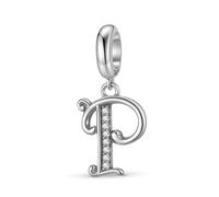 ZUOHUI Colgante de plata de ley 925 estilo retro con el número 26 y circonitas cúbicas for pulsera Pandora.(P)