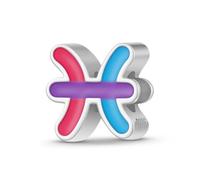 ZUOHUI Colgante de plata de ley 925 for mujer con 12 constelaciones de colores y efecto de aceite goteando, for pulsera Pandora.(Pisces)