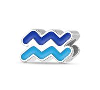 ZUOHUI Colgante de plata de ley 925 for mujer con 12 constelaciones de colores y efecto de aceite goteando, for pulsera Pandora.(Aquarius)