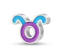 ZUOHUI Colgante de plata de ley 925 for mujer con 12 constelaciones de colores y efecto de aceite goteando, for pulsera Pandora.(Taurus)