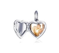 ZUOHUI Colgante de plata de ley 925 personalizable con forma de corazón que se abre Cuenta para pulseras/collares Regalo ideal para ella, esposa o novia Para San Valentín, Navidad o cumpleaños