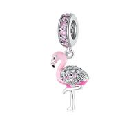ZUOHUI Colgante de plata de ley S925 con forma de flamenco, dinosaurio y patito. Compatible con pulseras Pandora, Biagi, Troll y Chamilia. Regalo de joyería DIY for llaveros, collares y pulseras.(PD01