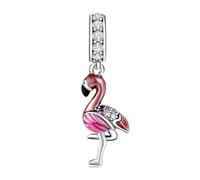 ZUOHUI Colgante de plata de ley S925 con forma de flamenco, dinosaurio y patito. Compatible con pulseras Pandora, Biagi, Troll y Chamilia. Regalo de joyería DIY for llaveros, collares y pulseras.(PD01